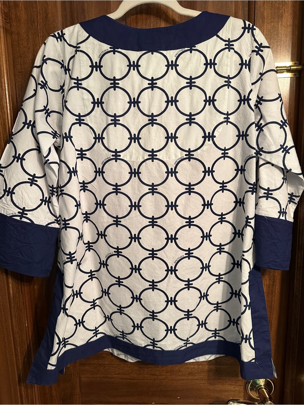 Gretchen Scott White & Navy Geometric Tunic - Picture 3 of 3